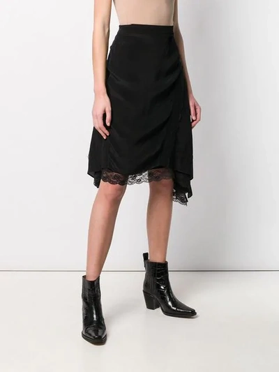 Shop Iro Lace Trim Midi Skirt In Black