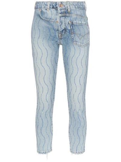 Shop Filles À Papa Crystal Wave Skinny Jeans In Blue