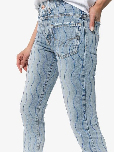 Shop Filles À Papa Crystal Wave Skinny Jeans In Blue