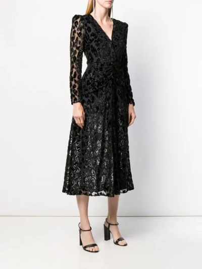 Shop Self-portrait V-neck Midi Dress In Black