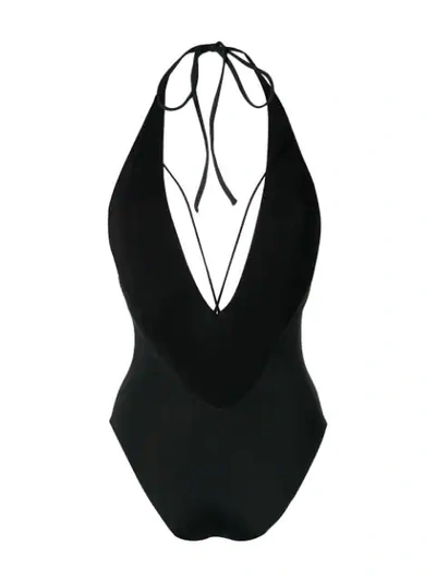 Shop Angelys Balek Deep V Swimsuit In Black