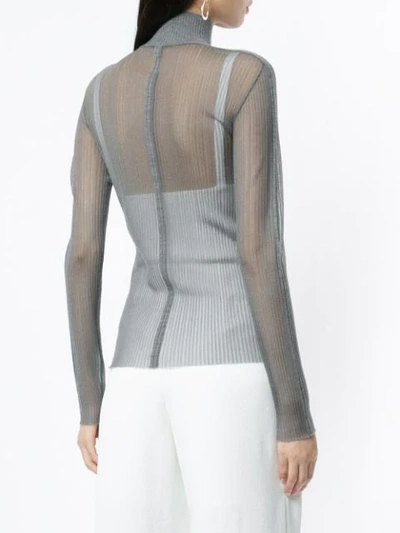 Shop Dion Lee Sheer Fitted Top In Grey