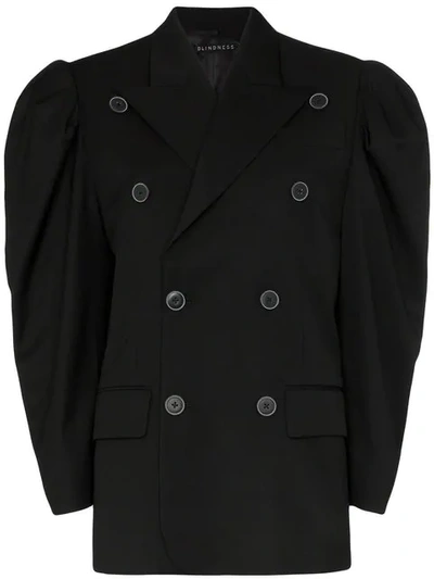 BLINDNESS 蓬袖双排扣西装夹克 - 黑色