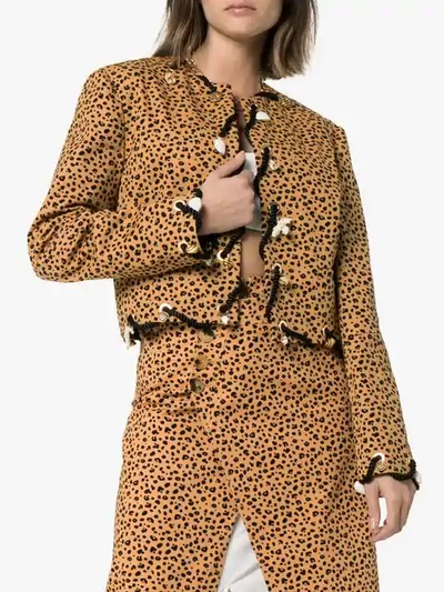 Shop Rejina Pyo Leopard Print Shell Charm Collarless Jacket In Brown