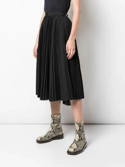 Shop Sacai Pleated Asymmetric Skirt In Black