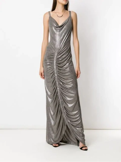 Shop Tufi Duek Metallic Long Dress In Grey