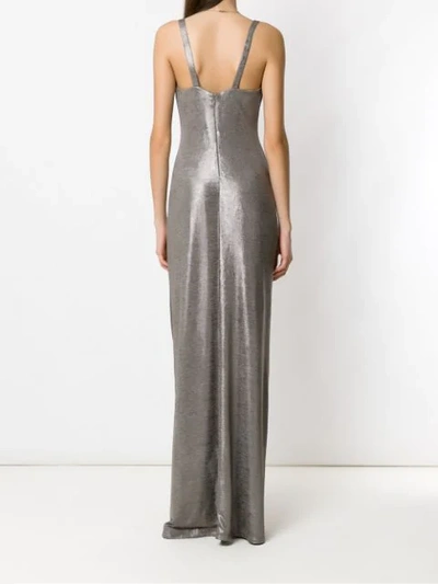 Shop Tufi Duek Metallic Long Dress In Grey