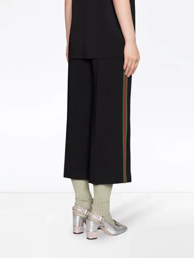 Shop Gucci Viscose Culotte Pant With Web In Black