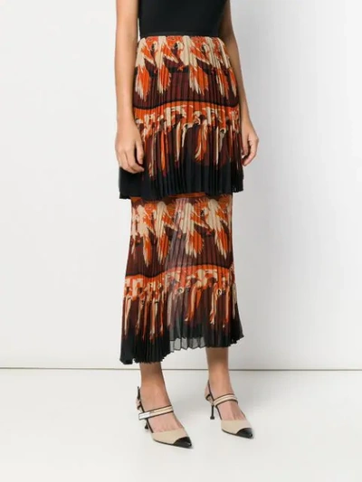 FENDI PARROT MOTIF LAYERED SKIRT - 橘色