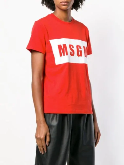 Shop Msgm Box Logo T-shirt - Red