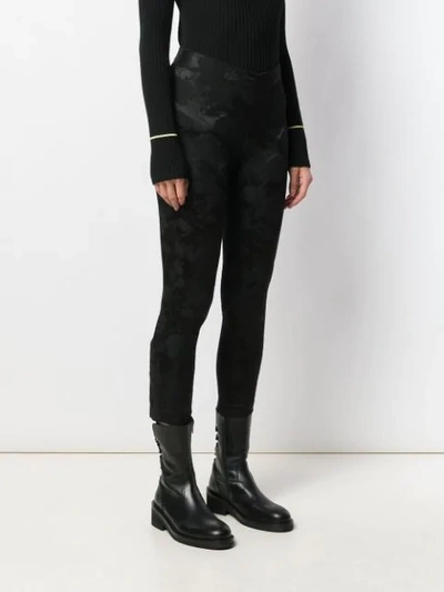 Shop Ann Demeulemeester Cropped Embroidered Floral Leggings In Black