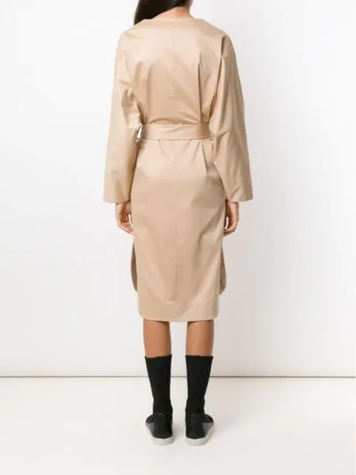 Shop Gloria Coelho Belted Midi Dress In Neutrals