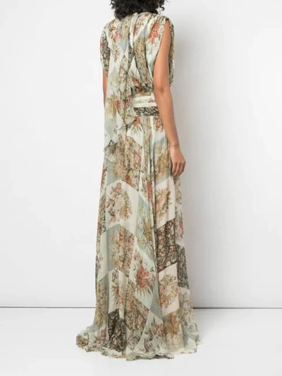 Shop Oscar De La Renta Floral Print Dress In Neutrals