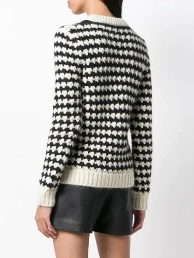 Shop Saint Laurent Striped Chunky Knit Sweater In 9744\naturel/noir