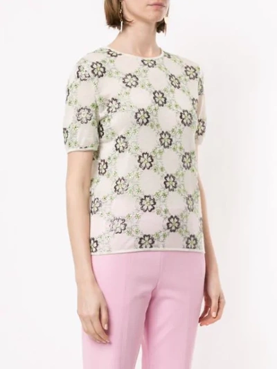 Shop Giambattista Valli Floral Short-sleeve Top In Multicolour