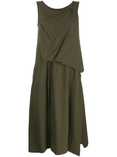 Shop Yohji Yamamoto Draped Detail Dress In Green