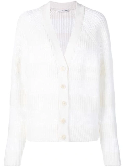 Shop Alexander Wang T Ribbed Knit Cardigan In White