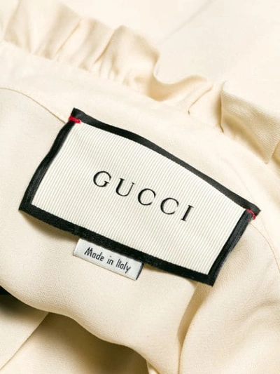 Shop Gucci Contrast Neck Tie Shirt In Neutrals