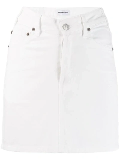 Shop Balenciaga Denim Mini Skirt In White