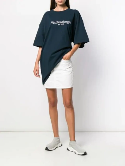 Shop Balenciaga Denim Mini Skirt In White
