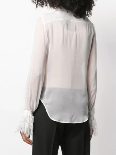 Shop Saint Laurent Ruffle Lace Trim Shirt - White
