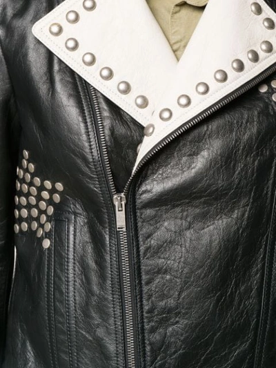 Shop Saint Laurent Studded Biker Jacket In Black