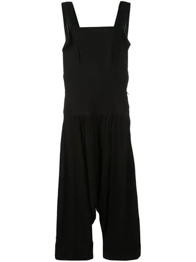 YOHJI YAMAMOTO WIDE LEG DUNGAREES - 黑色