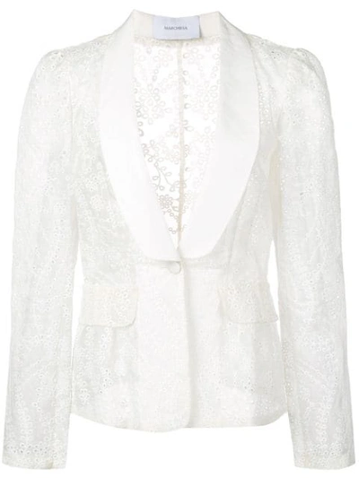 Shop Marchesa Embroidered Blazer In White
