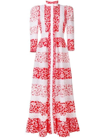 Shop Alexander Mcqueen Floral Print Maxi Dress In Red ,white