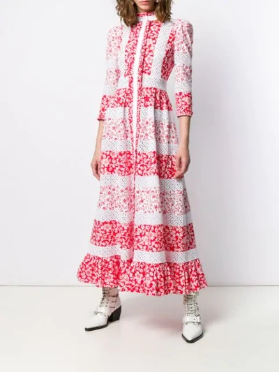 Shop Alexander Mcqueen Floral Print Maxi Dress In Red ,white