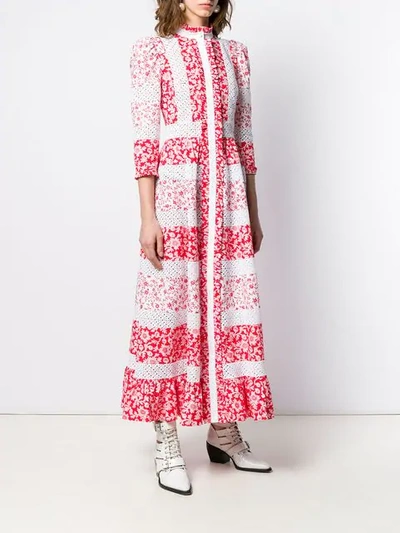 Shop Alexander Mcqueen Floral Print Maxi Dress In Red ,white