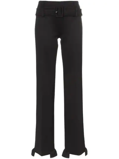 Shop Prada Frilled Trousers - Black