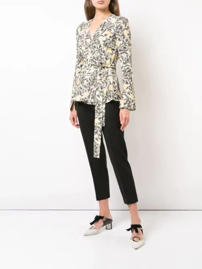 Shop Proenza Schouler Paisley Floral Wrap Top In Black