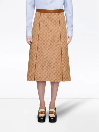 Shop Gucci Gg Canvas Skirt In Neutrals