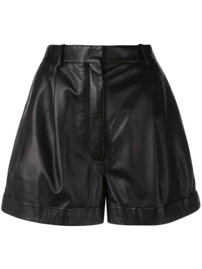 Shop Altuzarra Goldmine Leather Shorts In Black