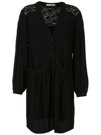 Shop Martha Medeiros Long Sleeved Shirt Dress In Black