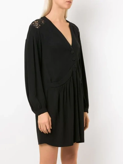 Shop Martha Medeiros Long Sleeved Shirt Dress In Black