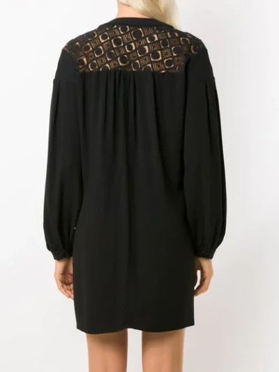 Shop Martha Medeiros Long Sleeved Shirt Dress In Black