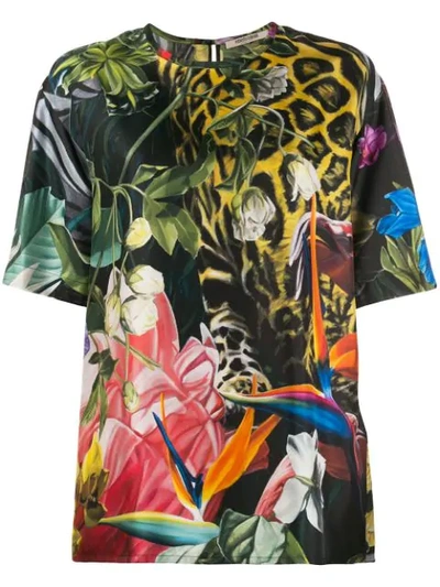 Shop Roberto Cavalli Tropical Print T-shirt In Green