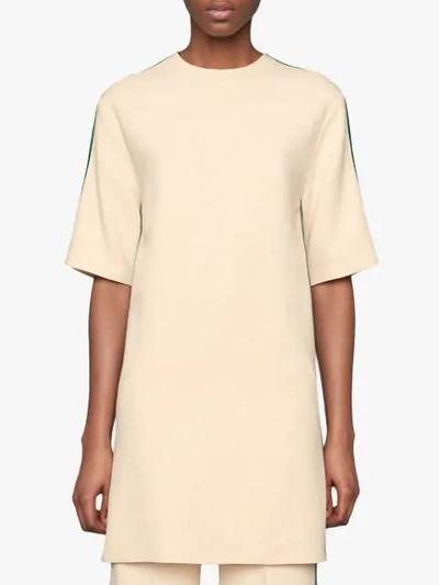 Shop Gucci Tunic Dress With Web In White