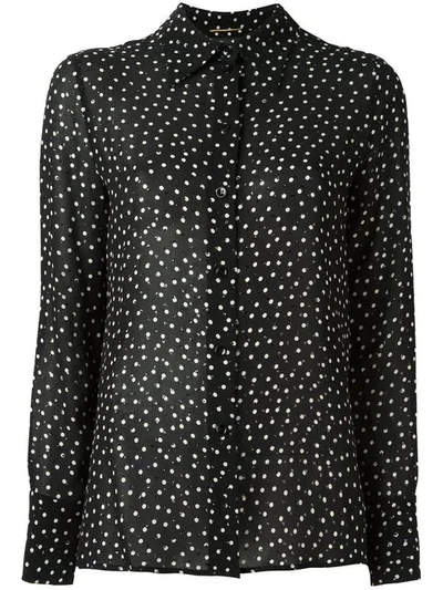 Shop Saint Laurent Sequin Embellished Printed Shirt In Black