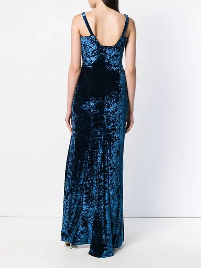 Shop Galvan Solstice Velvet Dress In Blue