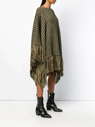 Shop Saint Laurent Knitted Poncho Dress In Black