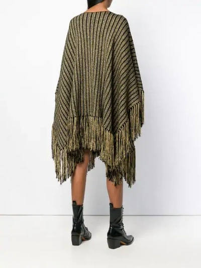 Shop Saint Laurent Knitted Poncho Dress In Black