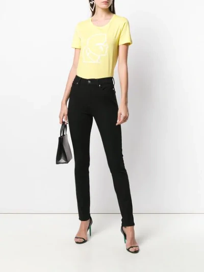 Shop Karl Lagerfeld High Waist Skinny Jeans In Black