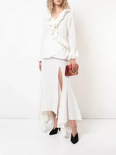 Shop Juan Carlos Obando Ruffle Front Blouse In White