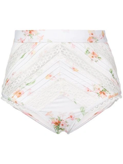 Shop Zimmermann Floral Print High Waist Bikini Bottoms In White