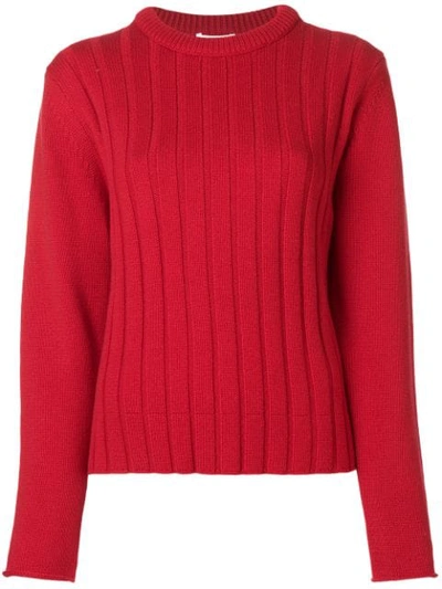 Shop Chloé Striped Knit Sweater In Red