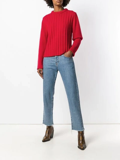 Shop Chloé Striped Knit Sweater In Red