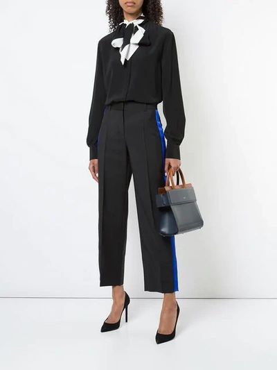 Shop Givenchy Side Striped Trousers  In 012 Noir / Bleu